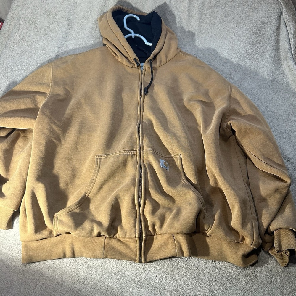 Thrashed Vtg Carhartt J149 BRN Carbrown Thermal Lined Zip Jacket Mens 2XL